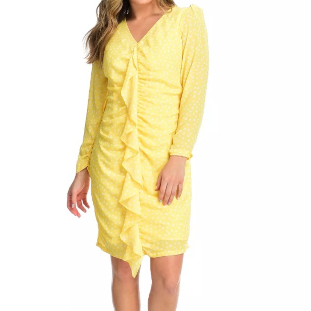 Women’s Mod X Yellow Polka Dot Long Sleeve Dress